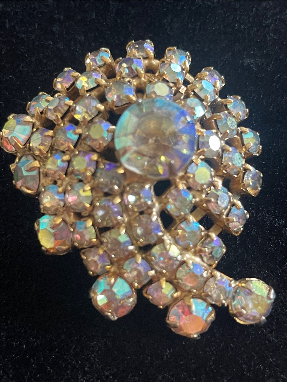 GORGEOUS Vintage Aurora Borealis Rhinestone Brooch / Pin - Picture 3 of 4